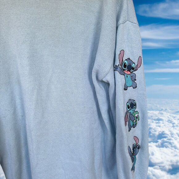 Disney Cardigan Sweater Women Size Large Blue Lilo & Stitch Knit - Picture 4 of 5